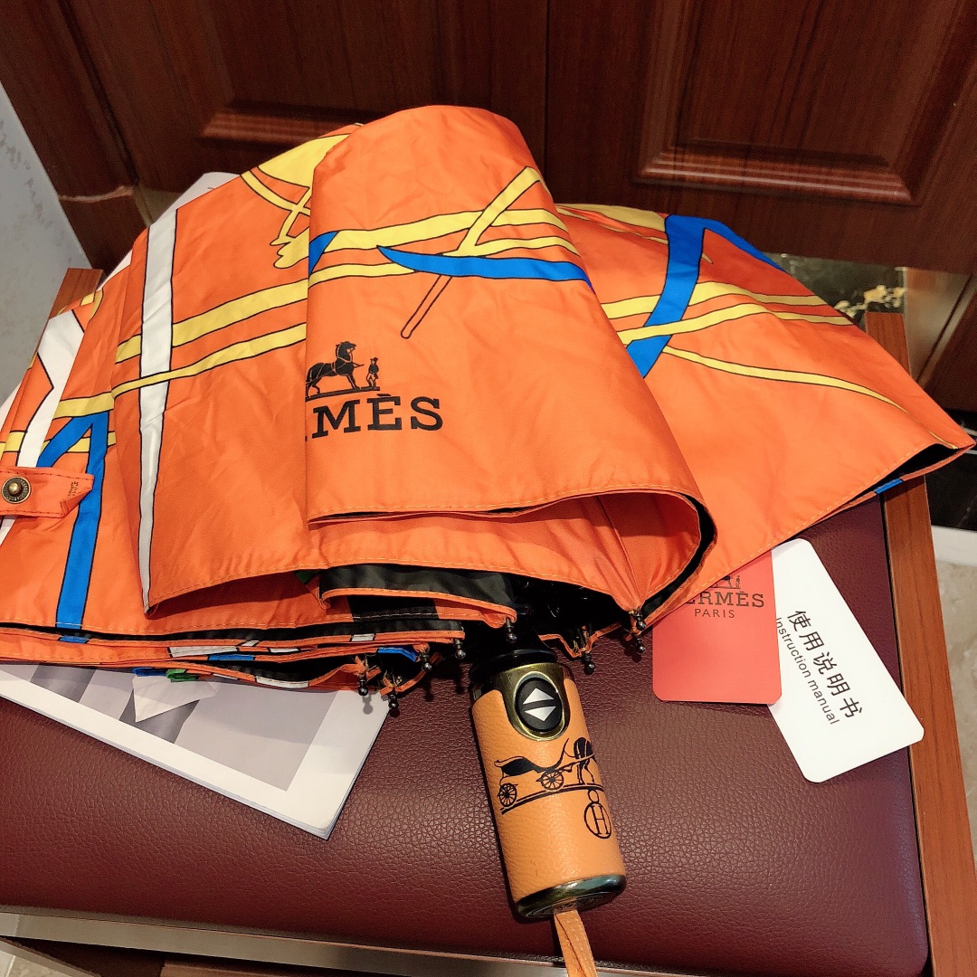 Hermes Pluie De H Folding Umbrella Orange - Soul Replicas