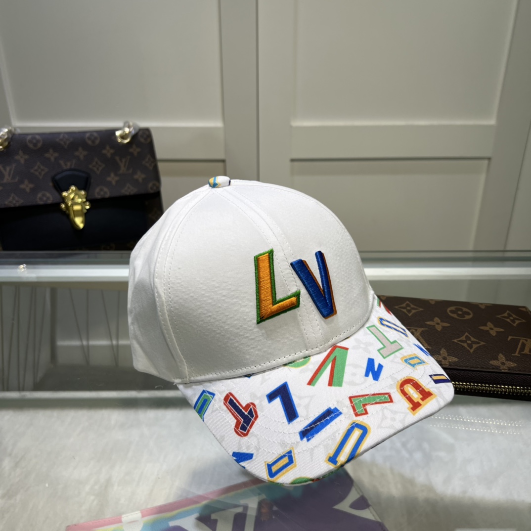 Louis Vuitton Embroidered Logo Baseball Cap White LV Cap - Soul Replicas