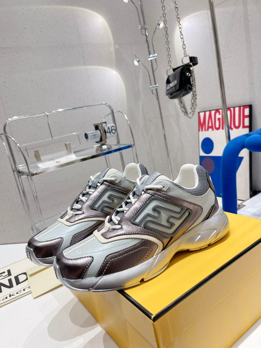 Fendi Nubuck Faster Grey Blue For Women - Soul Replicas