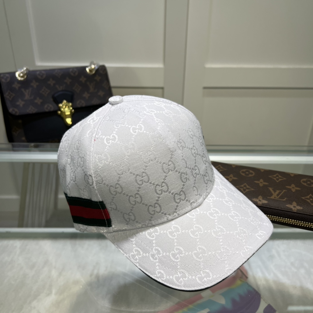 Original Gucci Canvas Baseball Hat With Web White Gucci Hat - Soul Replicas