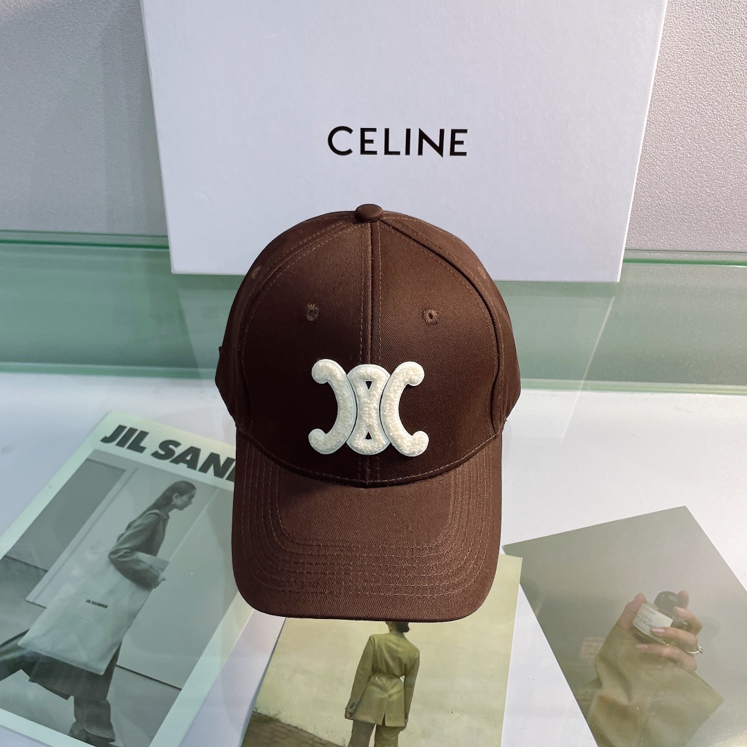 Celine Baseball Cap In Cotton Dark Brown - Soul Replicas