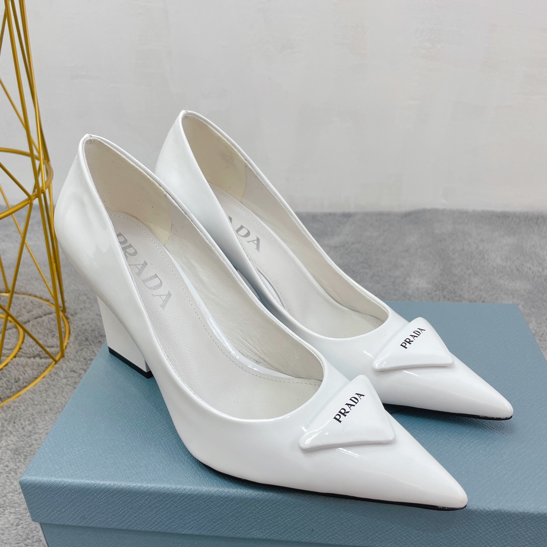 Prada Brushed Pumps White For Women Prada - Soul Replicas