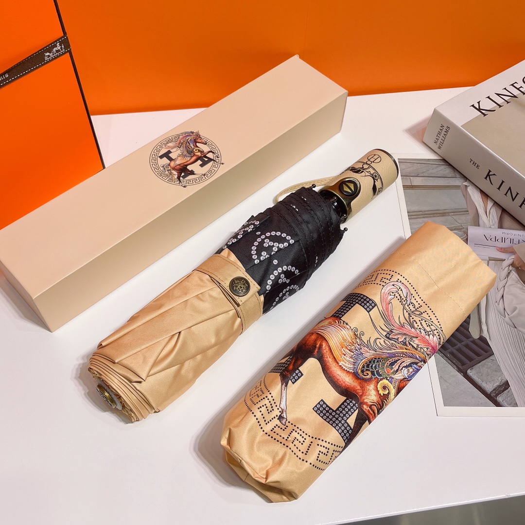 Hermes Pluie De H Folding Umbrella Beige - Soul Replicas