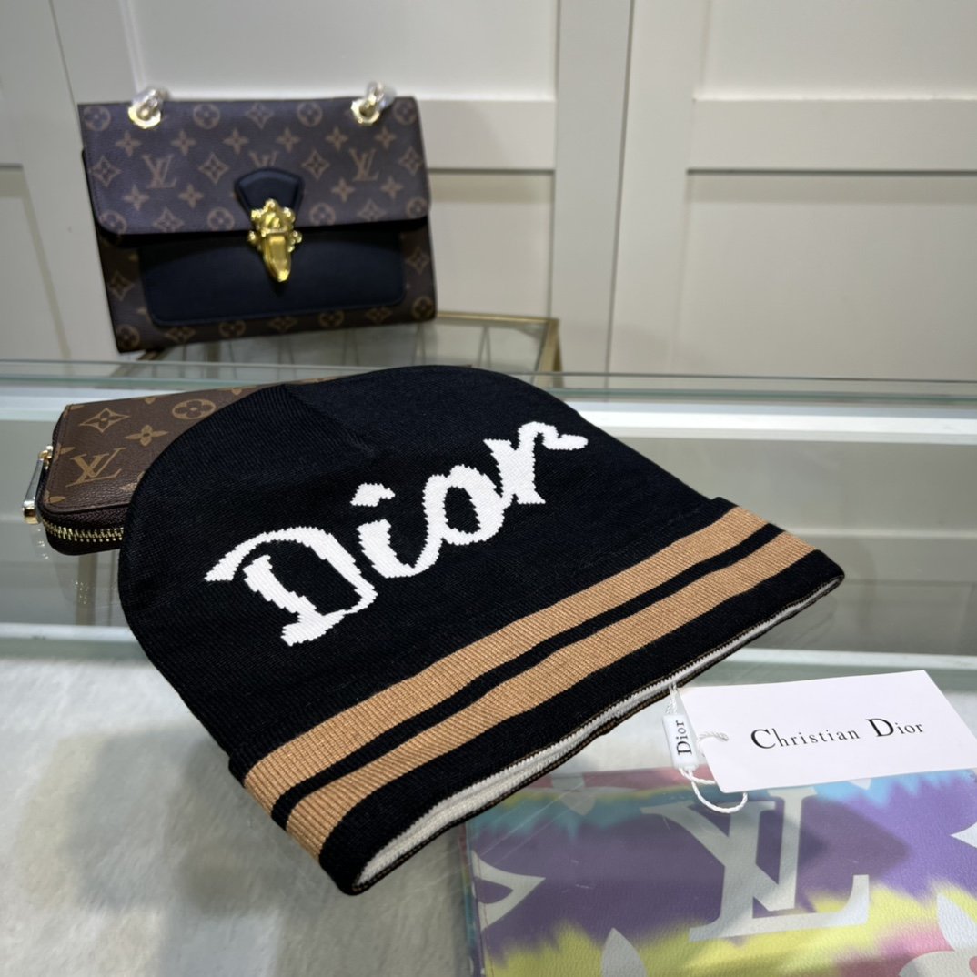 Dior Pompom Beanie In Black - Soul Replicas