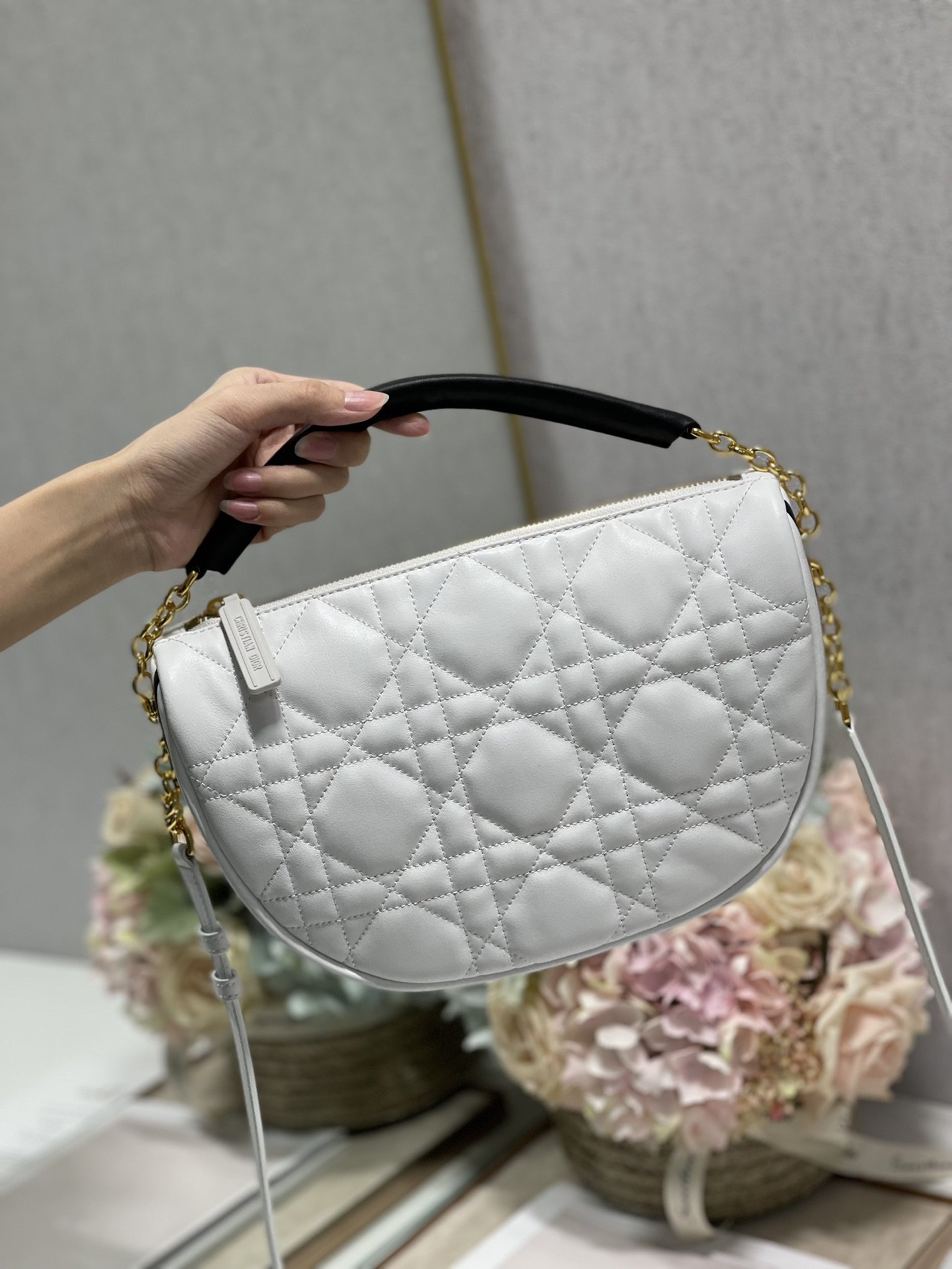 Christian Dior Medium Dior Vibe Hobo Bag White Cannage. White. For Women Women-s Handbags. Crossbody Bags. 30cm CD M7201ONOA_M879 - Soul Replicas