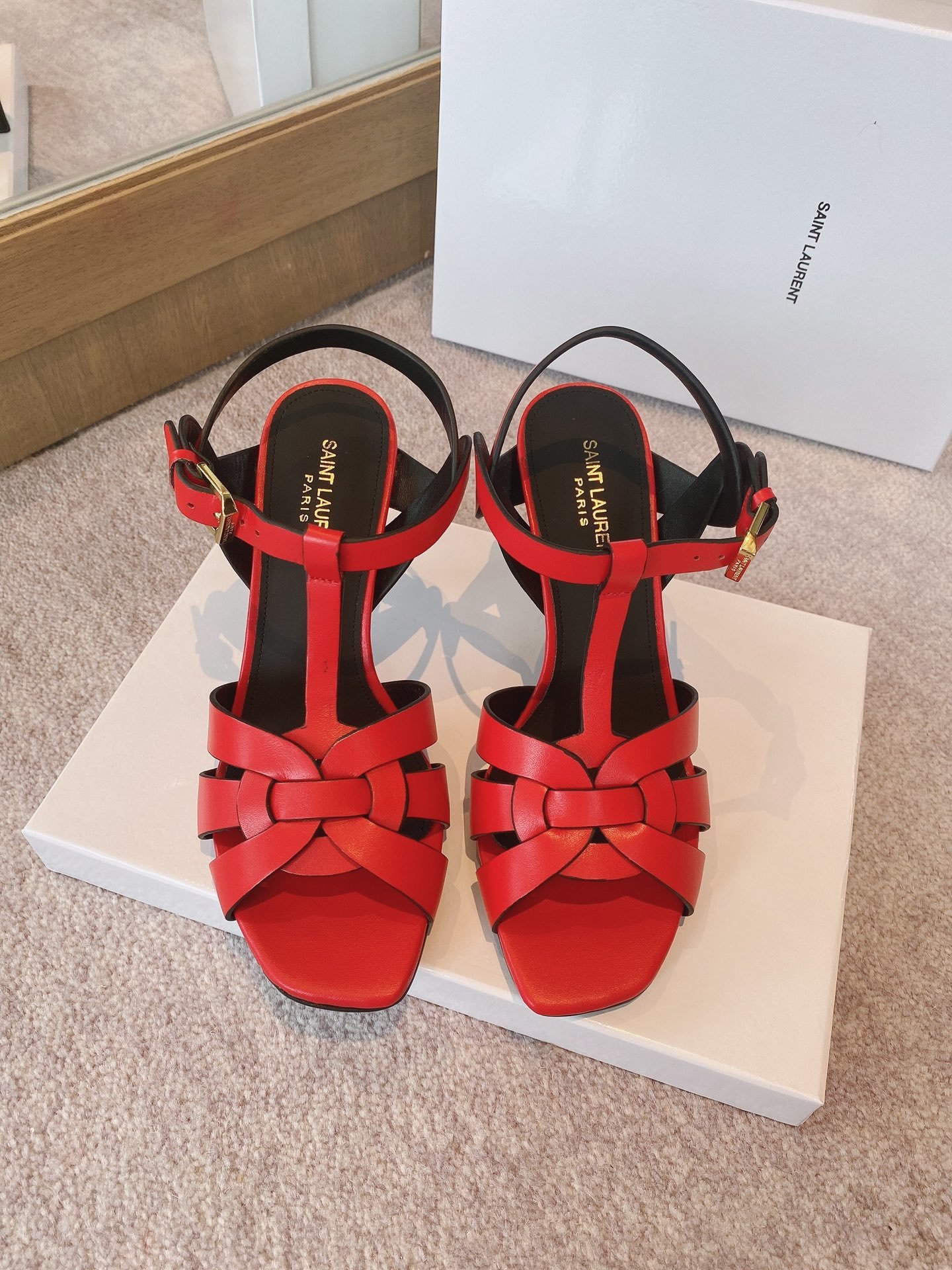 Yves Saint Laurent Women's Tribute Sandals Red For Women YSL - Soul Replicas