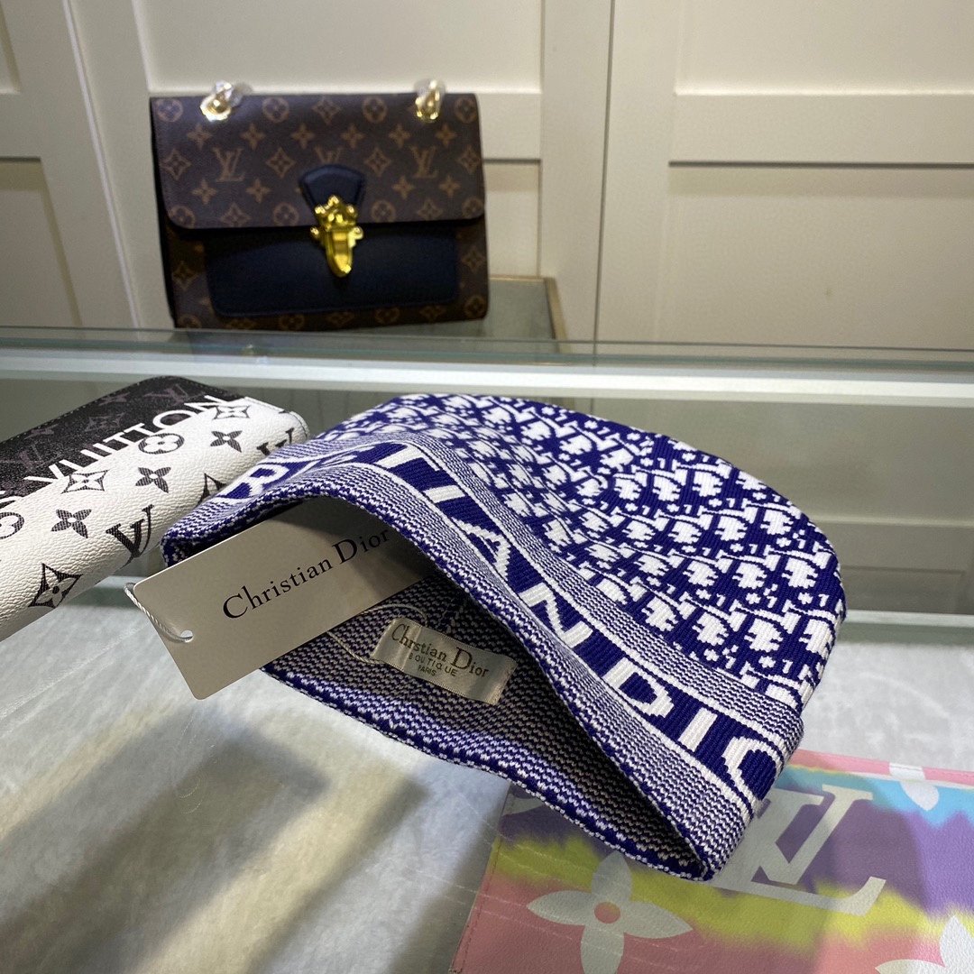 Dior Pompom Beanie In Blue - Soul Replicas