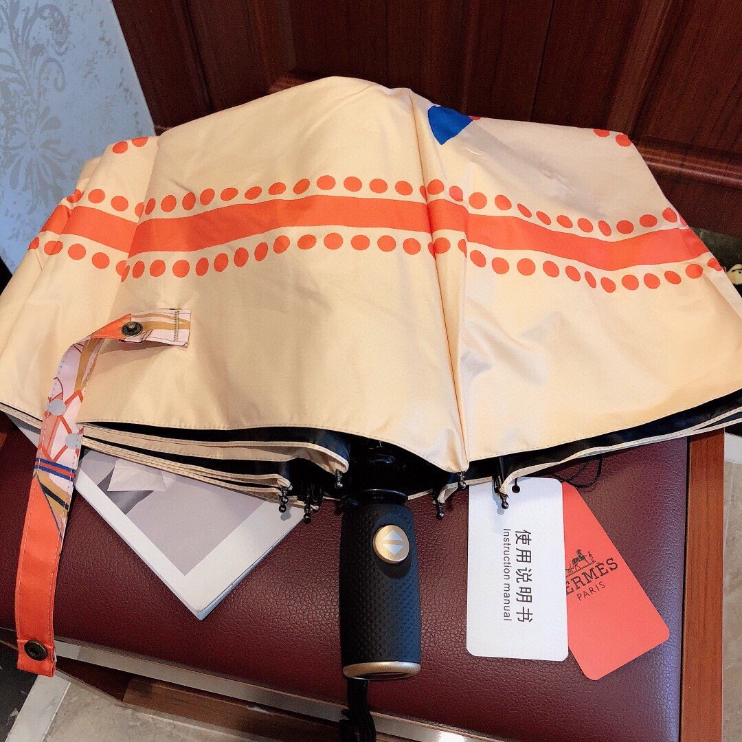 Hermes Pluie De H Folding Umbrella Beige - Soul Replicas