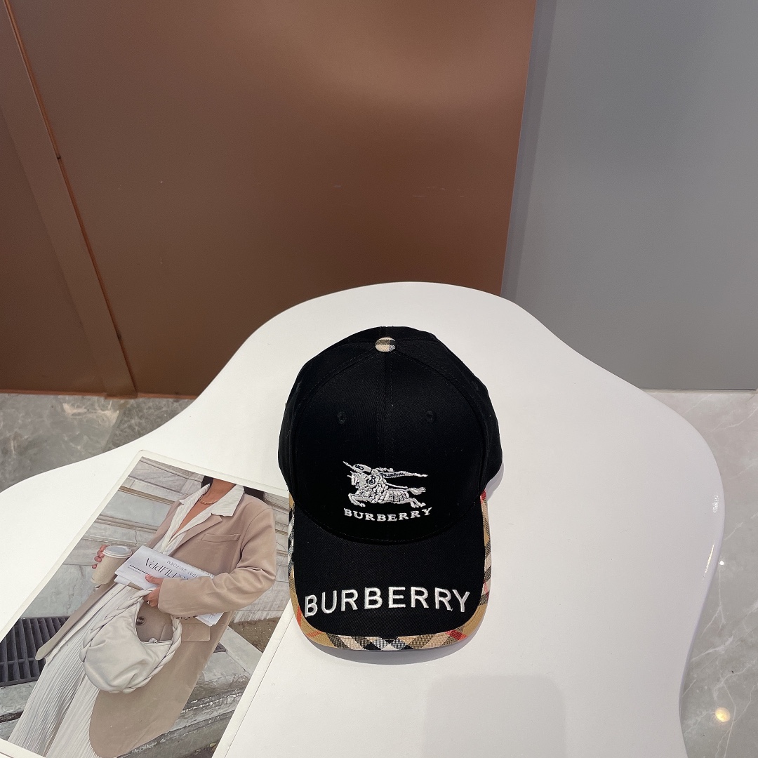 Burberry Monogram Motif Icon Stripe Cotton Baseball Cap Black - Soul Replicas