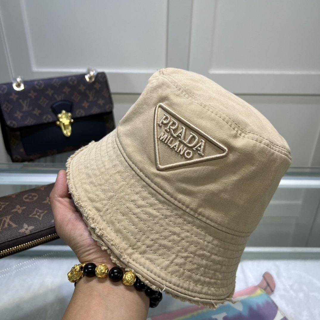Prada Drill Bucket Hat Khaki Prada Hat Prada 1HC137_2FMB_F0241 - Soul Replicas