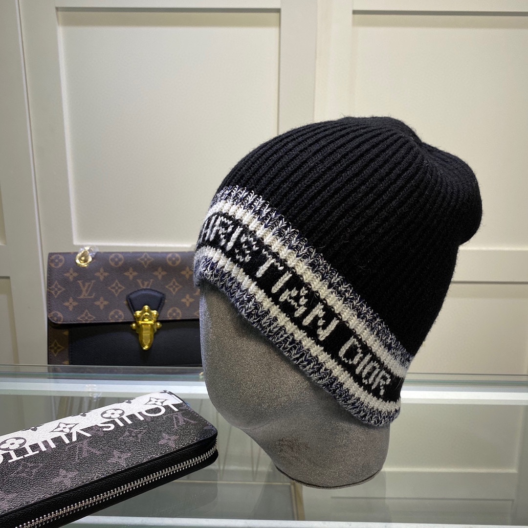 Dior Pompom Beanie In Black - Soul Replicas