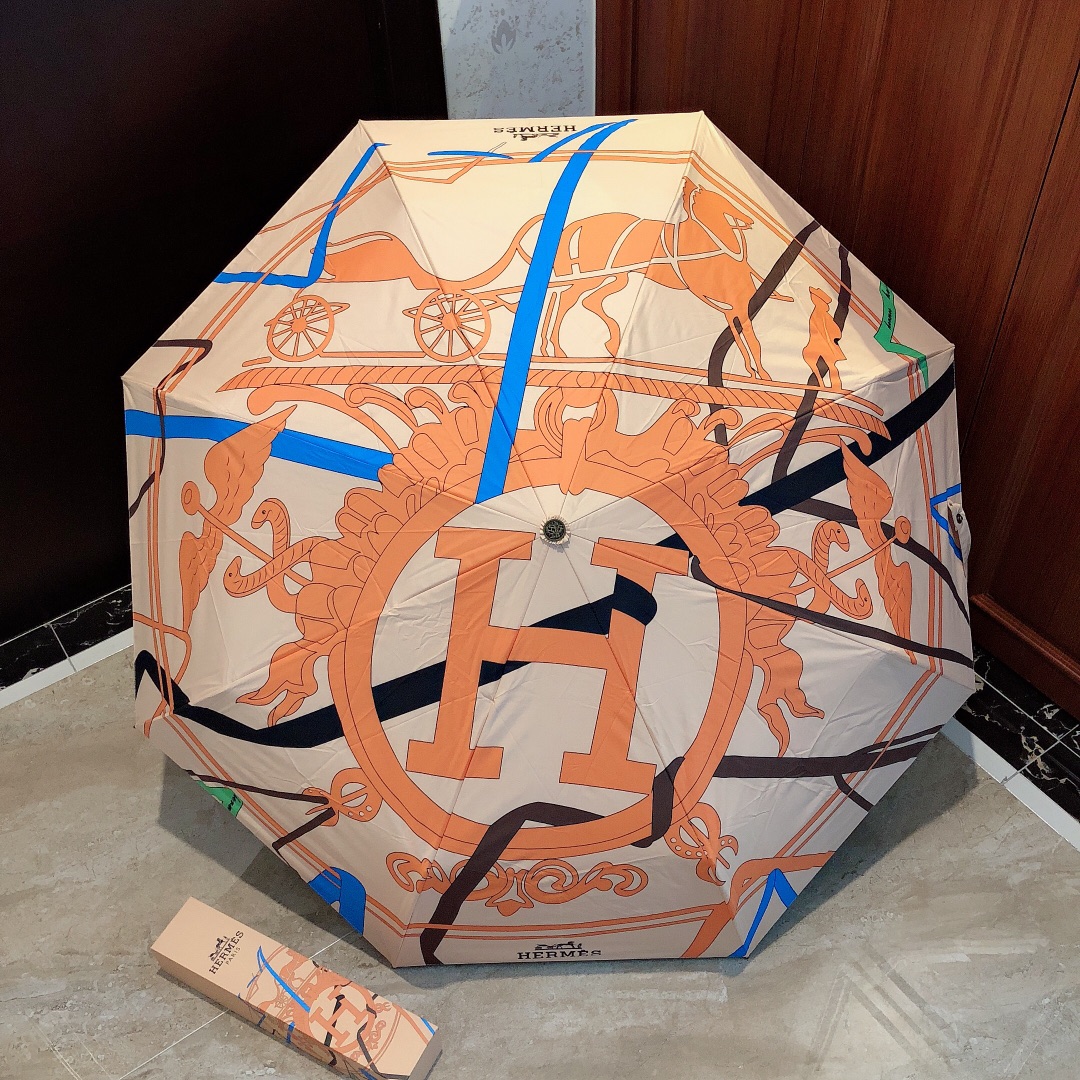 Hermes Pluie De H Folding Umbrella Beige - Soul Replicas