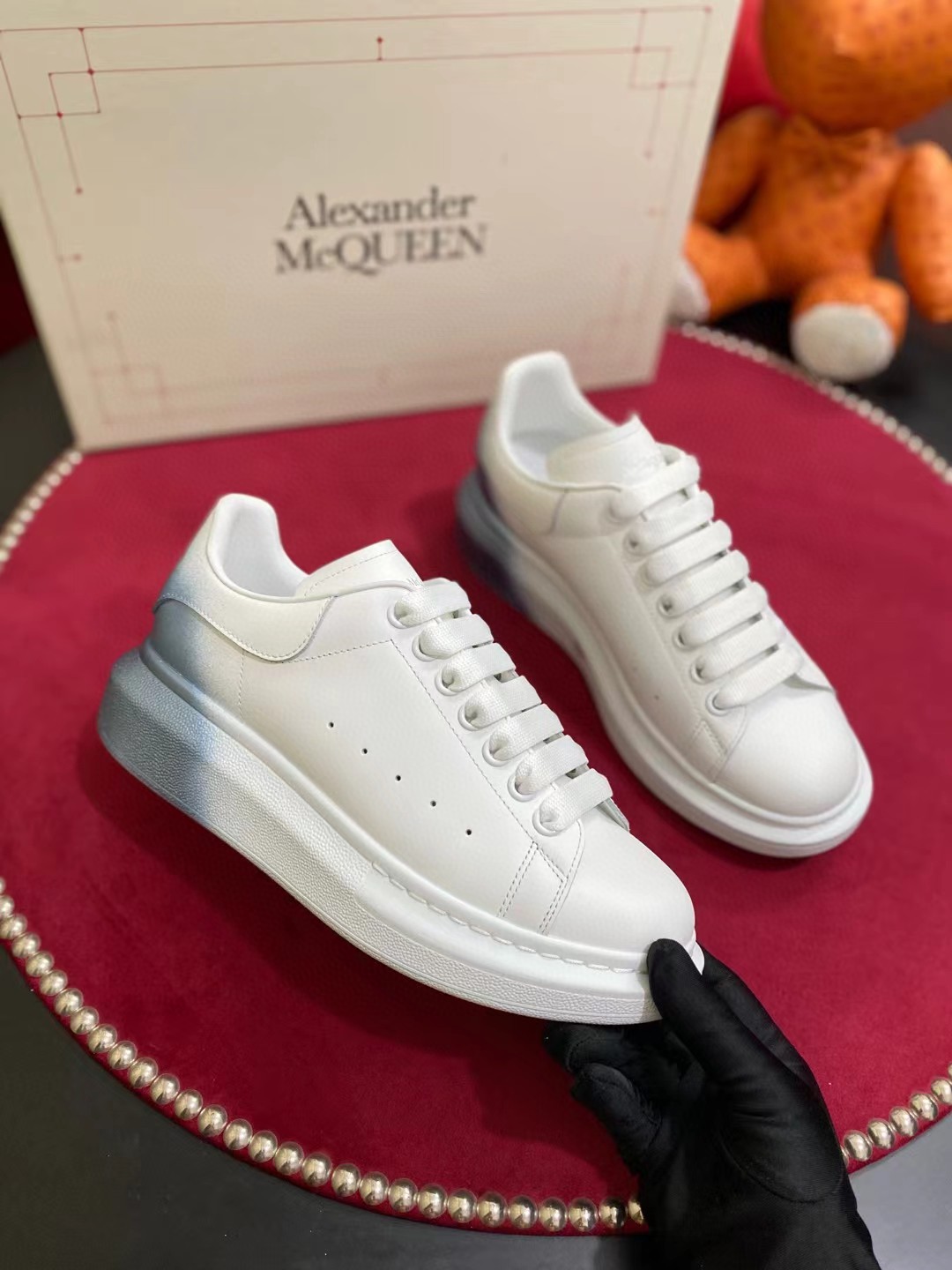 Alexander McQueen Oversized Sneaker White/Blue For Women - Soul Replicas
