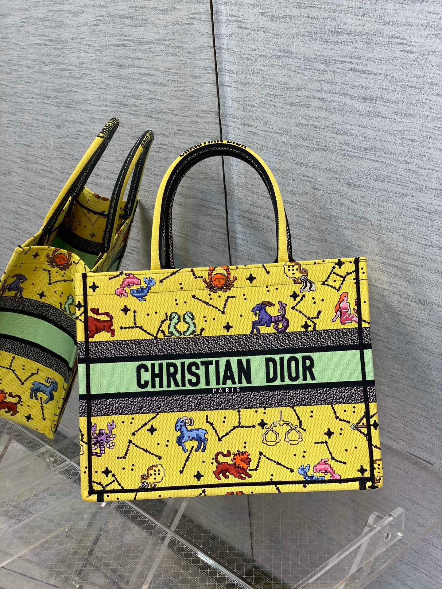 Christian Dior Medium Dior Book Tote Yellow Multicolor. For Women. Women's Handbags 14in/36cm CD - Soul Replicas