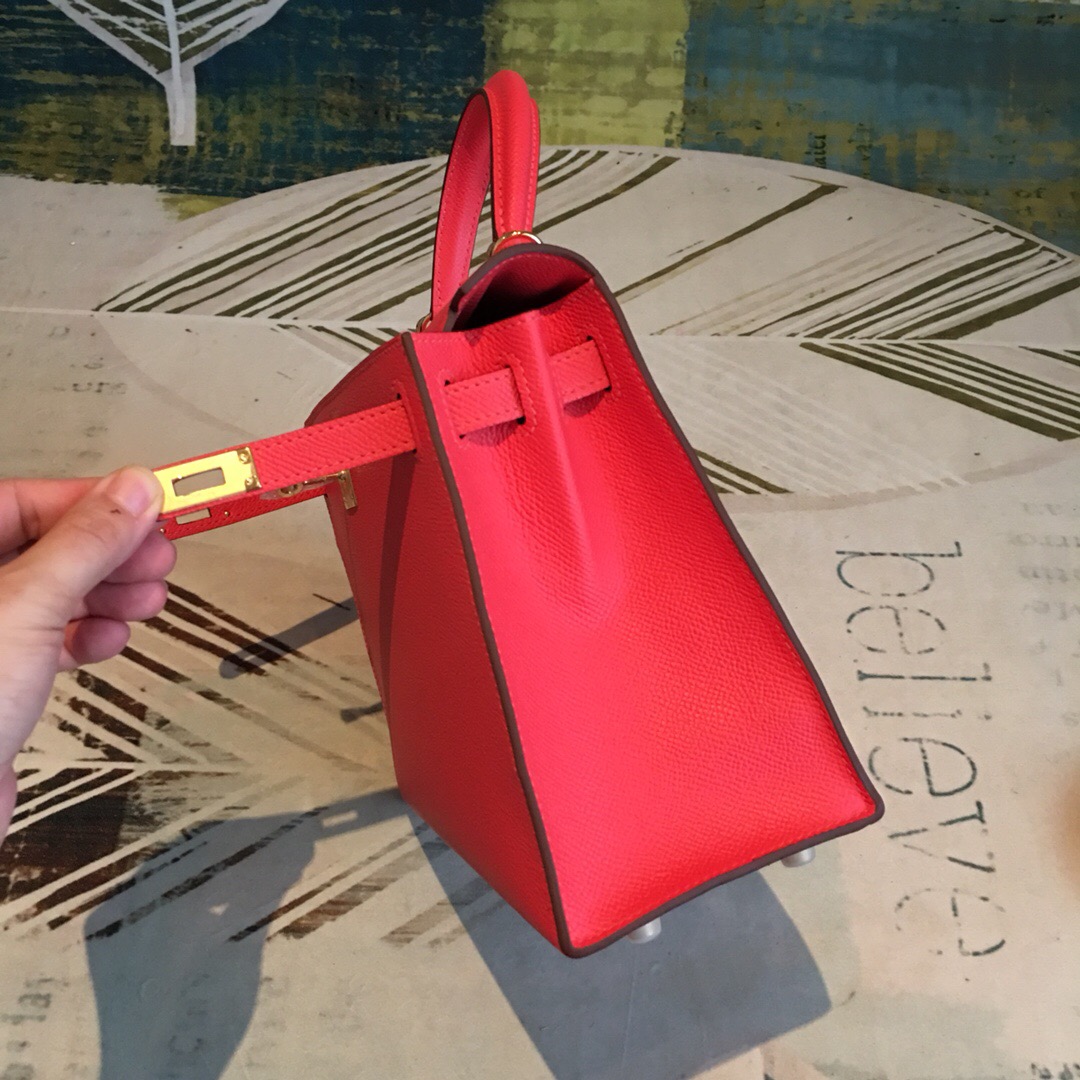 Hermes Kelly Red For Women Gold Toned Hardware 10in/25cm - Soul Replicas