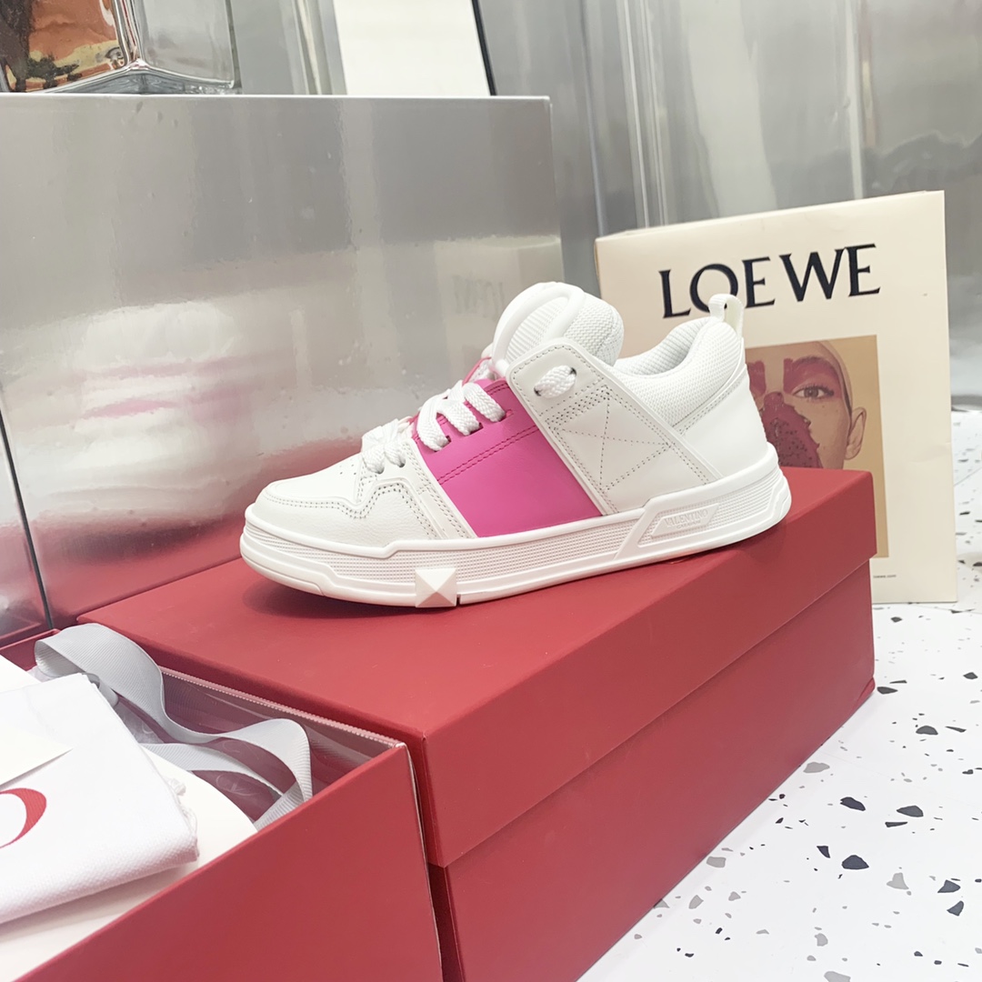 Valentino Garavani Open Skate Sneakers With Patent Band Pink For Women WS0FB1DXI - Soul Replicas