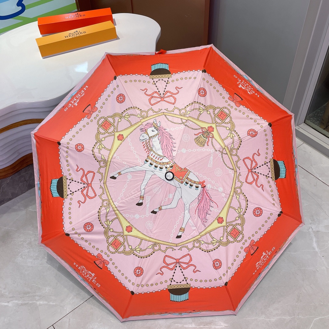 Hermes Pluie De H Folding Umbrella Orange - Soul Replicas