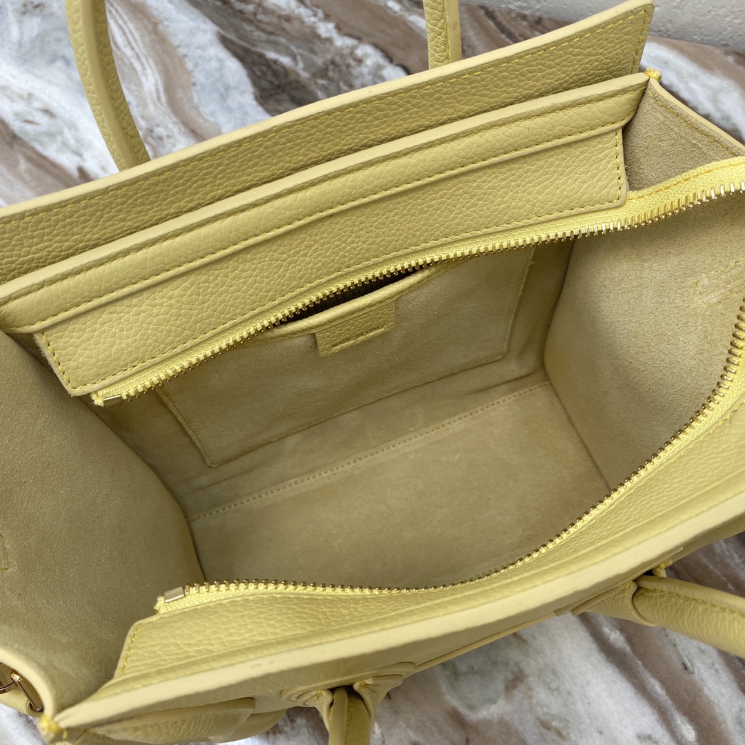 Celine Nano LuGucciage Bag In Drummed Yellow For Women 8in/20cm - Soul Replicas