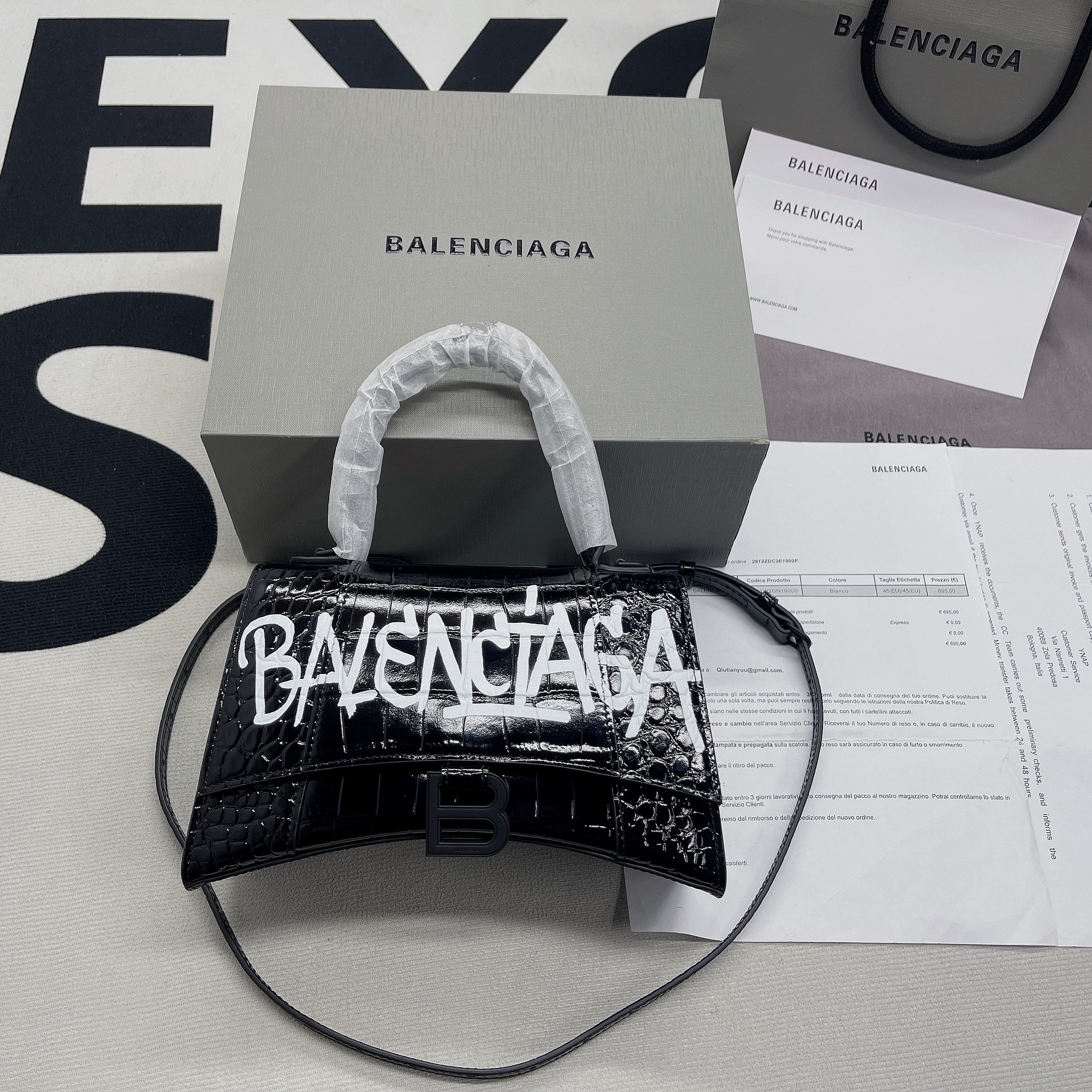 Balenciaga Hourglass Small Handbag In Black. For Women. Women-s Bags 9in/23cm - Soul Replicas