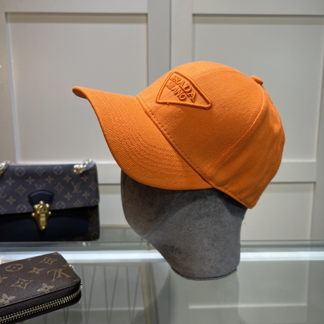 Prada Drill Baseball Cap Orange Prada Cap - Soul Replicas