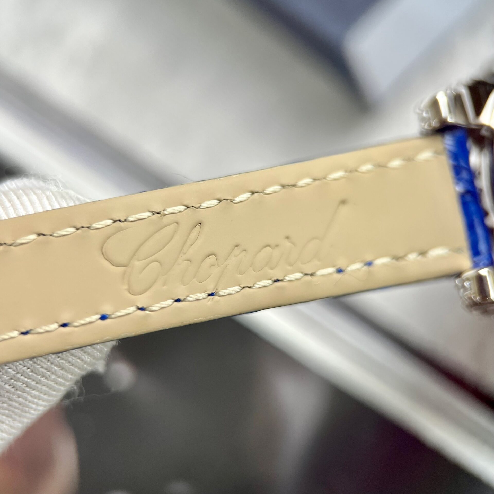 Chopard Women-s Replica Watch Full Diamond Moissanite Blue 34mm - Soul Replicas