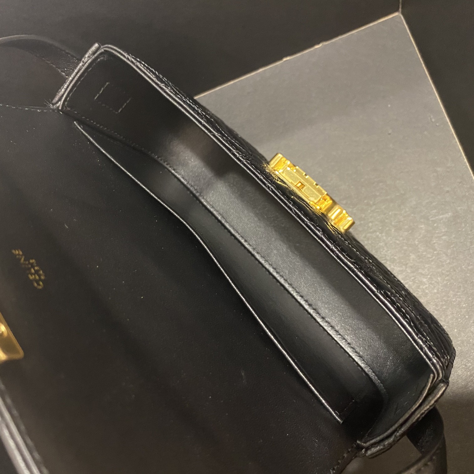 Celine Triomphe Shoulder Bag In Quilted Triomphe Lambskin Black For Women 8in/20cm 194143EF4.38NO - Soul Replicas