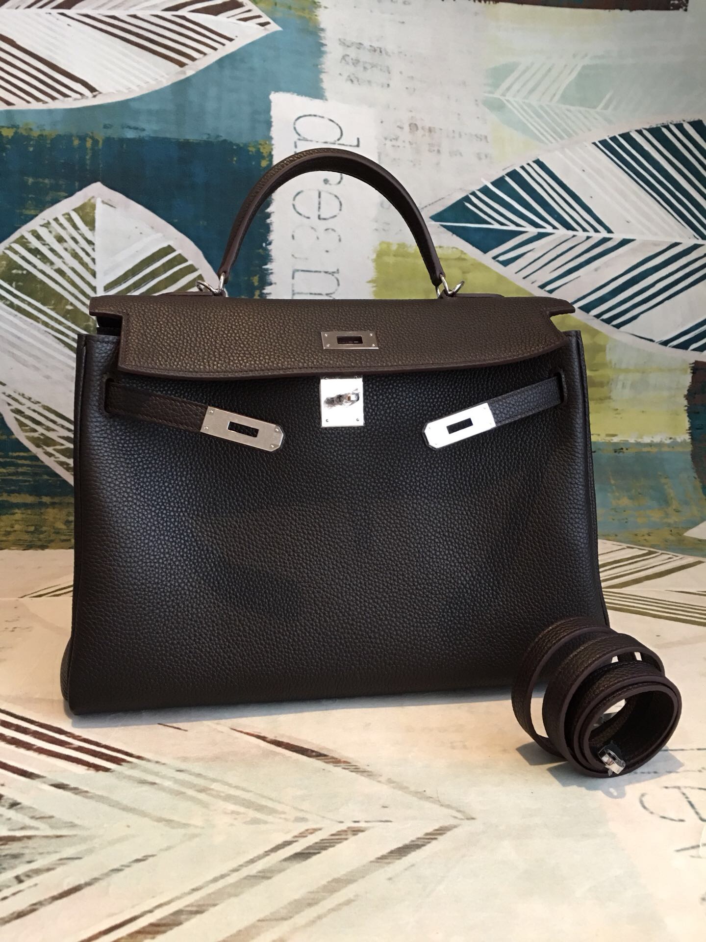Hermes Kelly Retourne 35 Black Togo Palladium Hardware For Women 13.7in/35cm - Soul Replicas