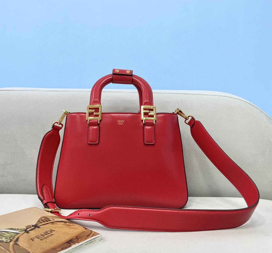 Fendi Medium FF Tote Shoulder Red Bag For Woman 38cm/15in - Soul Replicas
