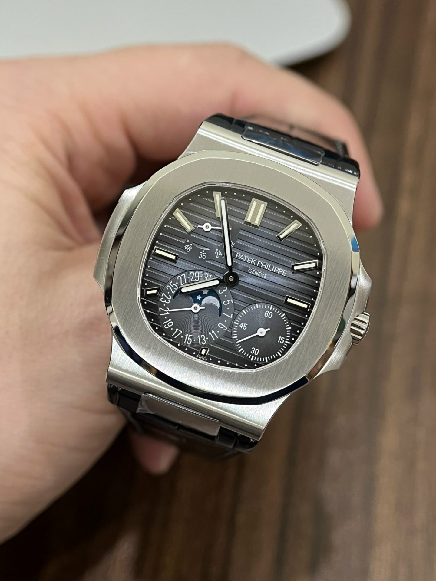 Patek Philippe Replica Watch Nautilus 5712 Blue Dial Leather Strap PPF Factory 40mm - Soul Replicas