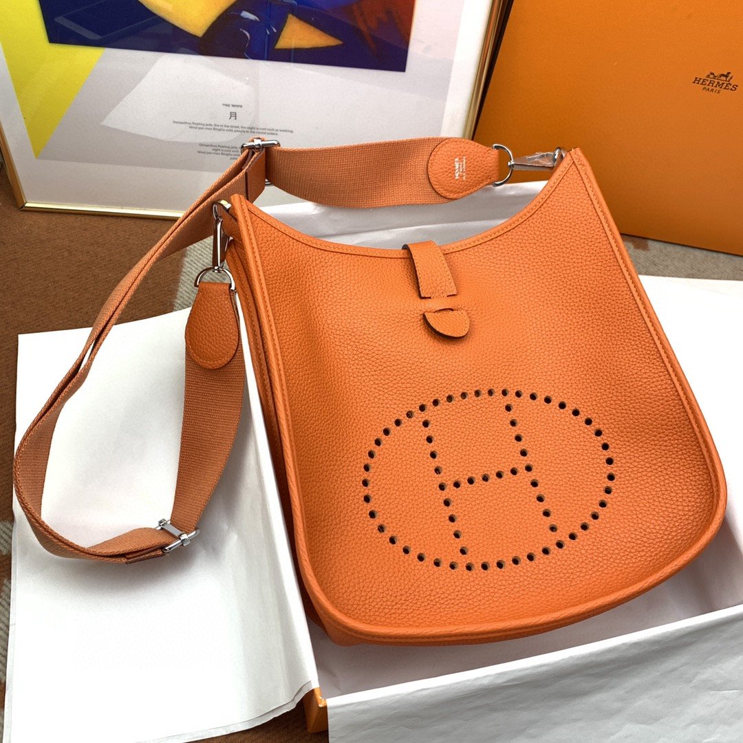 Hermes Evelyne III 29 Bag Orange With Silver-Toned Hardware For Women. Women-s Shoulder And Crossbody Bags 11.4in/29cm H056277CC9J - Soul Replicas