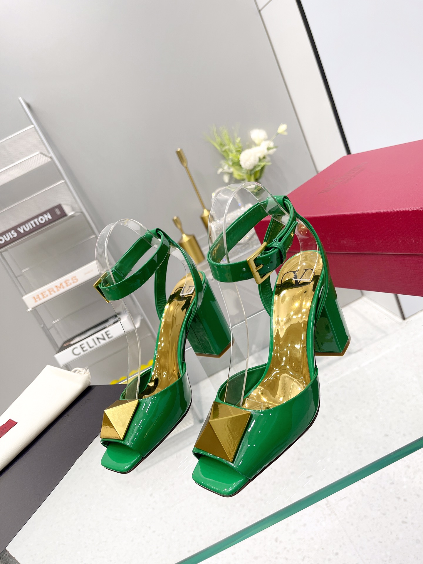 Valentino Garavani One Stud Sandal With Maxi Stud Embellishment Green For Women XW0S0EI6CYII16 - Soul Replicas