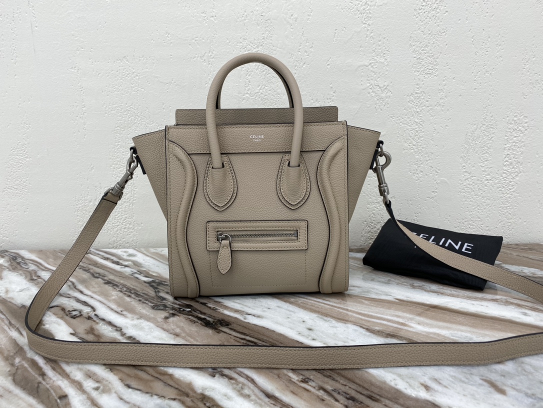 Celine Nano LuGucciage Bag In Drummed Light Brown For Women 8in/20cm 189243DRU.03UN - Soul Replicas
