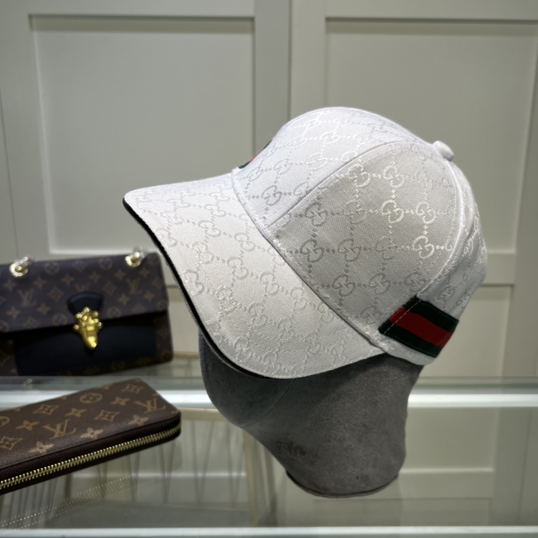 Original Gucci Canvas Baseball Hat With Web White Gucci Hat - Soul Replicas