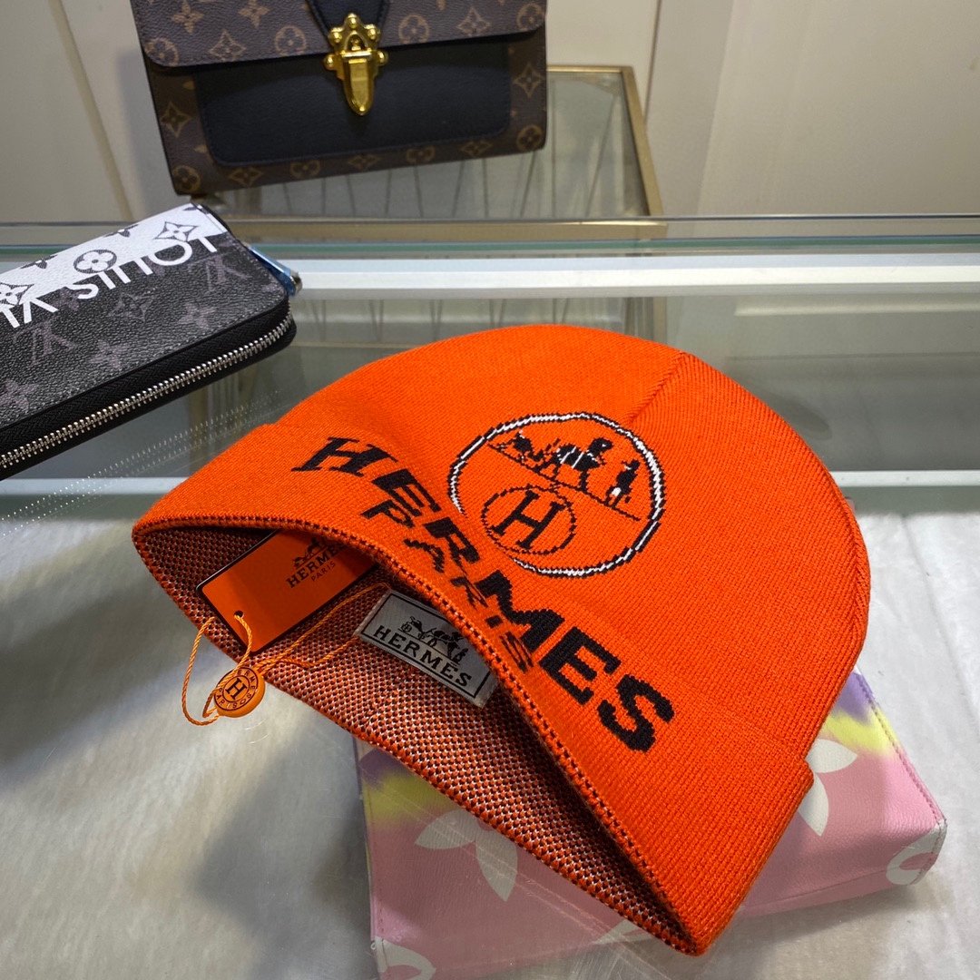 Hermes Frequence Beanie In Orange - Soul Replicas