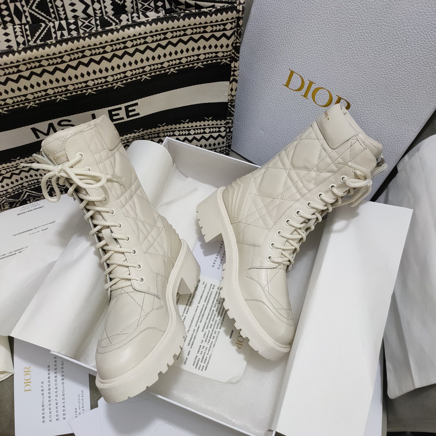 Christian Dior Women's D-Leader Ankle Boot White For Women CD KCI733CQC_S03W - Soul Replicas