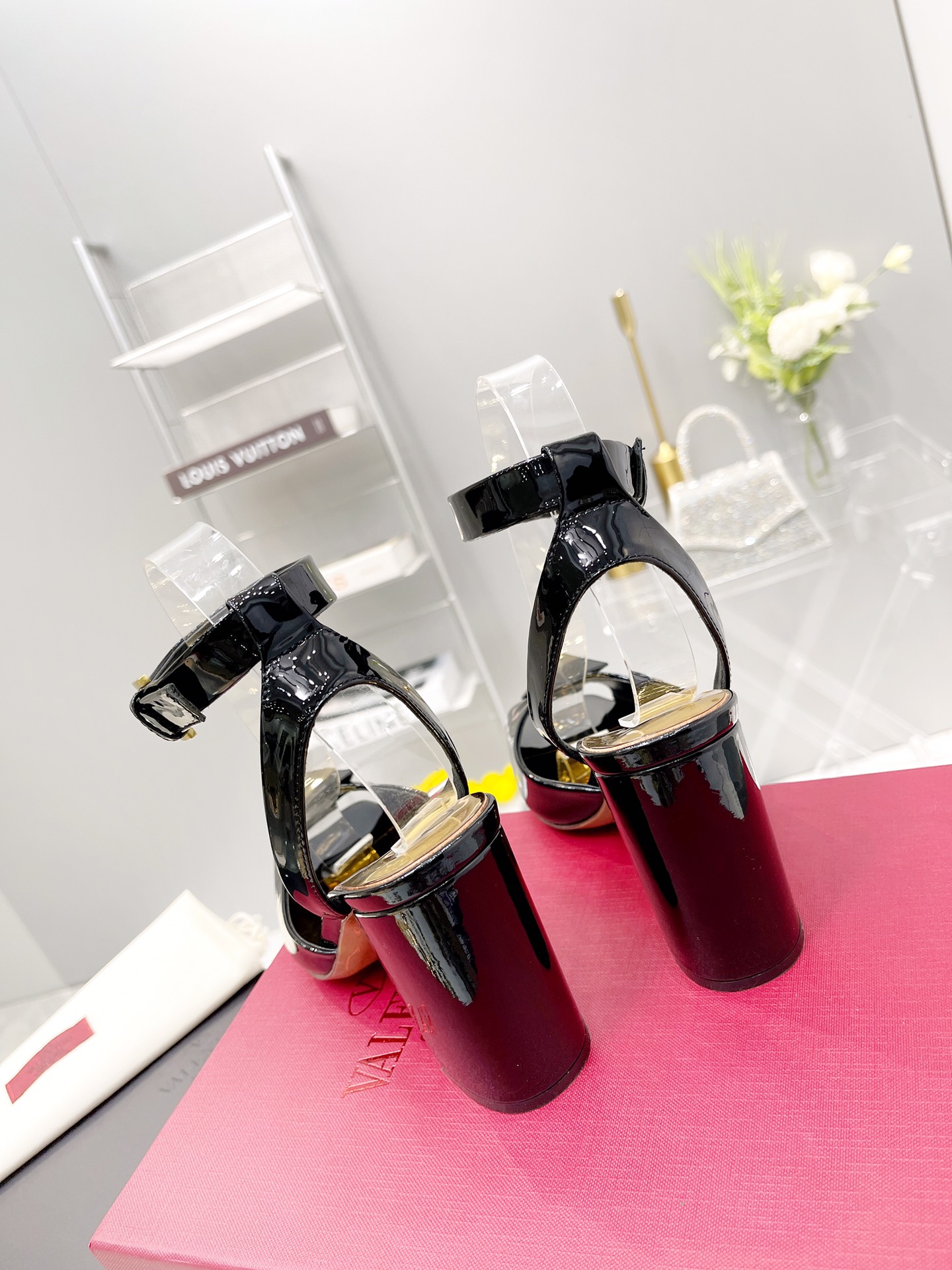 Valentino Garavani One Stud Sandal With Maxi Stud Embellishment Shiny Black For Women XW0S0EI6CYII16 - Soul Replicas