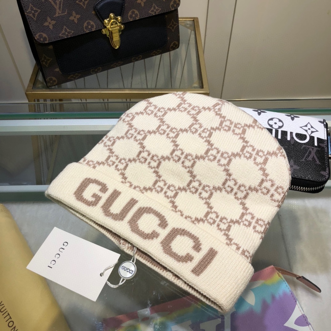 Gucci Beanie Cashmere In Beige - Soul Replicas