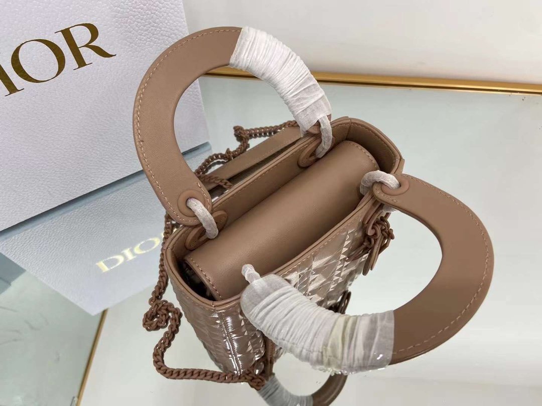 Christian Dior Mini Lady Dior Bag Cannage with Beaded Motif. Brown. For Women Women's Handbags. Crossbody Bags. 18cm CD - Soul Replicas