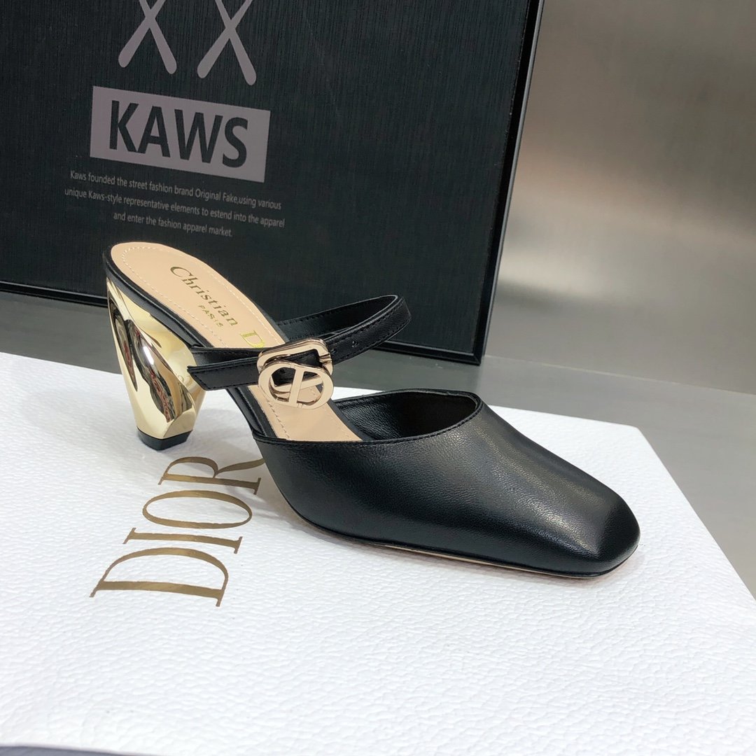 Christian Dior Rhodes Heeled Mule Black For Women CD - Soul Replicas