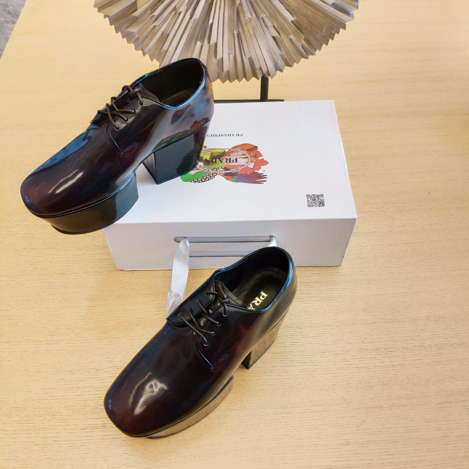 Prada Platform Lace-Ups Shoes Red For Women 2.75in/70mm Prada - Soul Replicas