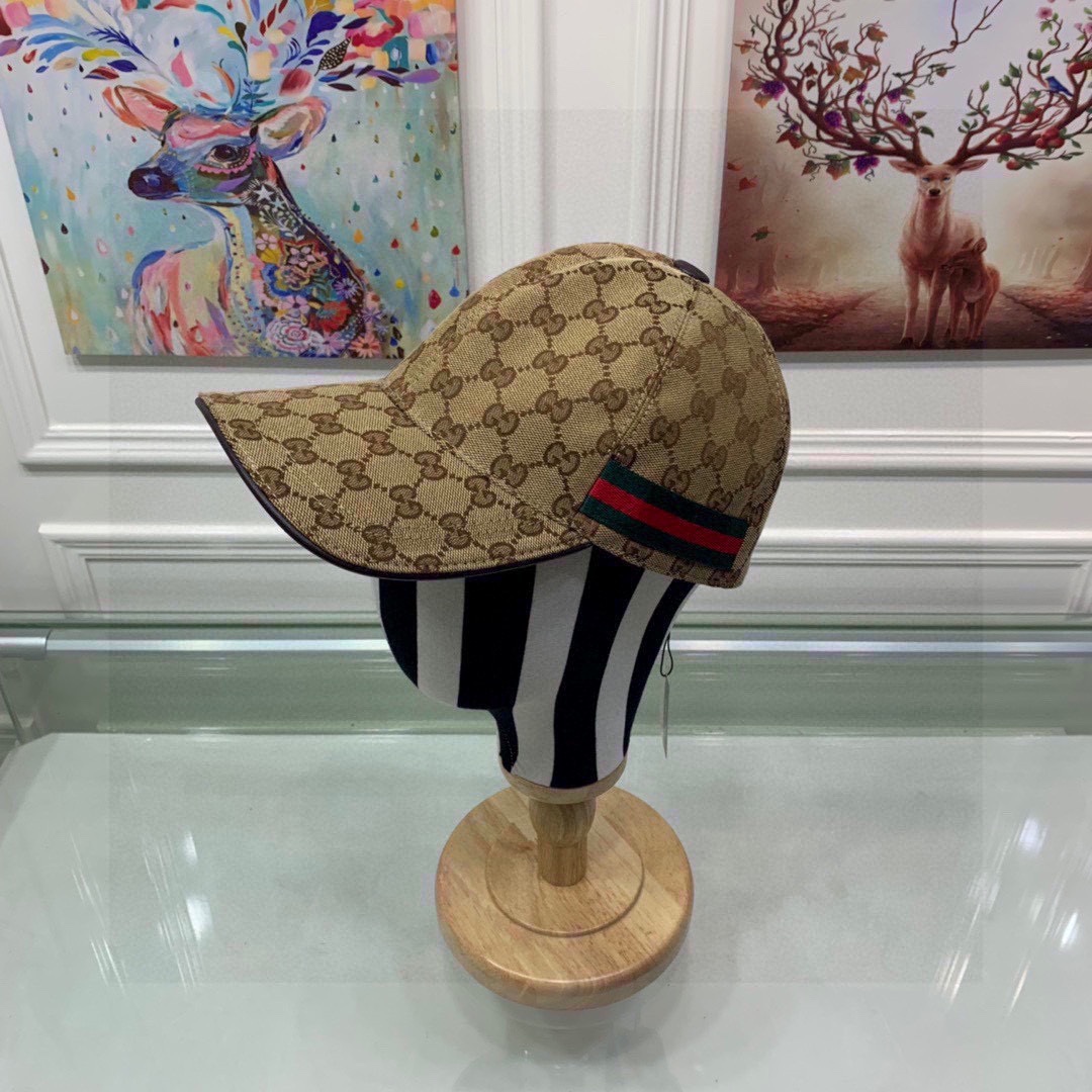 Original Gucci Canvas Baseball Hat With Web Beige/Ebony Gucci Hat - Soul Replicas