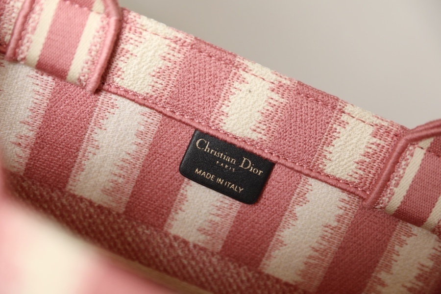 Christian Dior Medium Dior Book Tote  Pink D-Stripes Embroidery For Women 36cm/16.5in CD - Soul Replicas