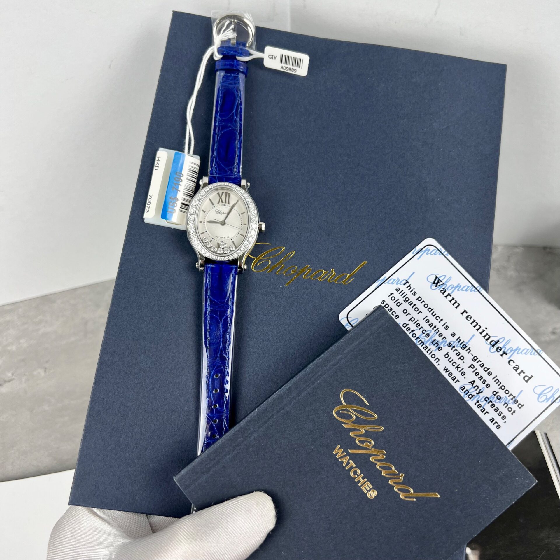 Chopard Women-s Replica Watch With Diamond Moissanite Blue 34mm - Soul Replicas