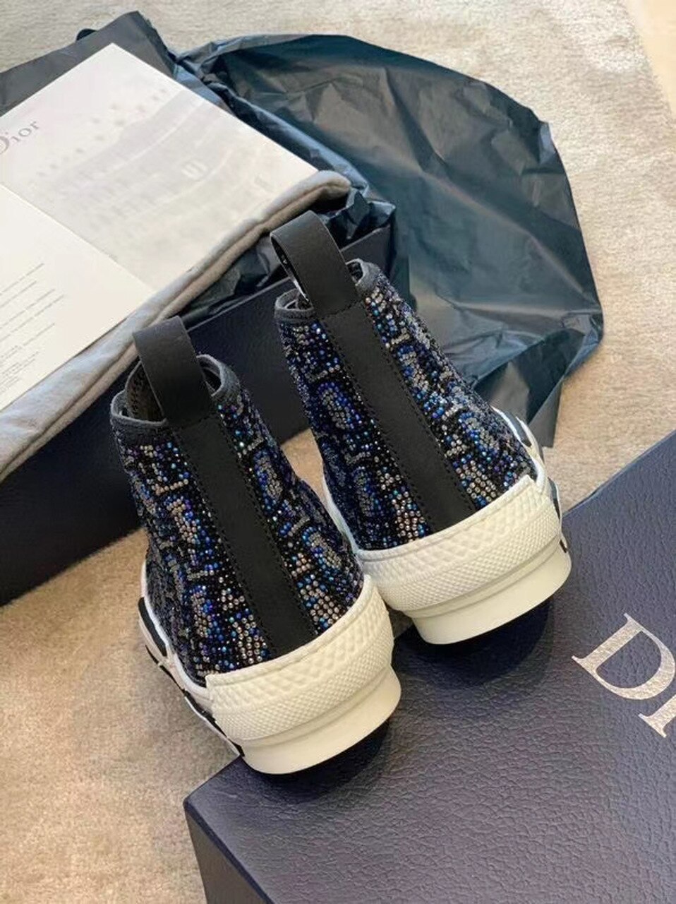 Christian Dior Crystal B23 Oblique Sneakers High-Top Sneaker For Women CD - Soul Replicas
