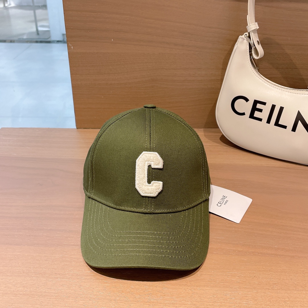 Celine Baseball Cap In Cotton Dark Green - Soul Replicas