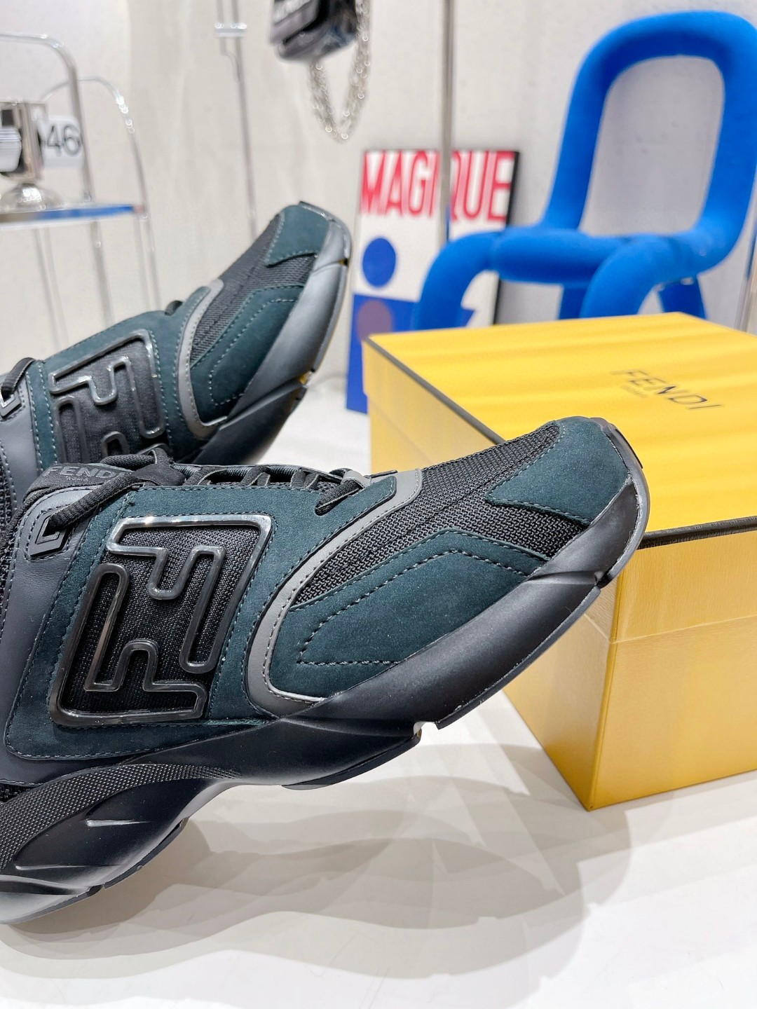 Fendi Nubuck Faster Dark Blue For Women - Soul Replicas