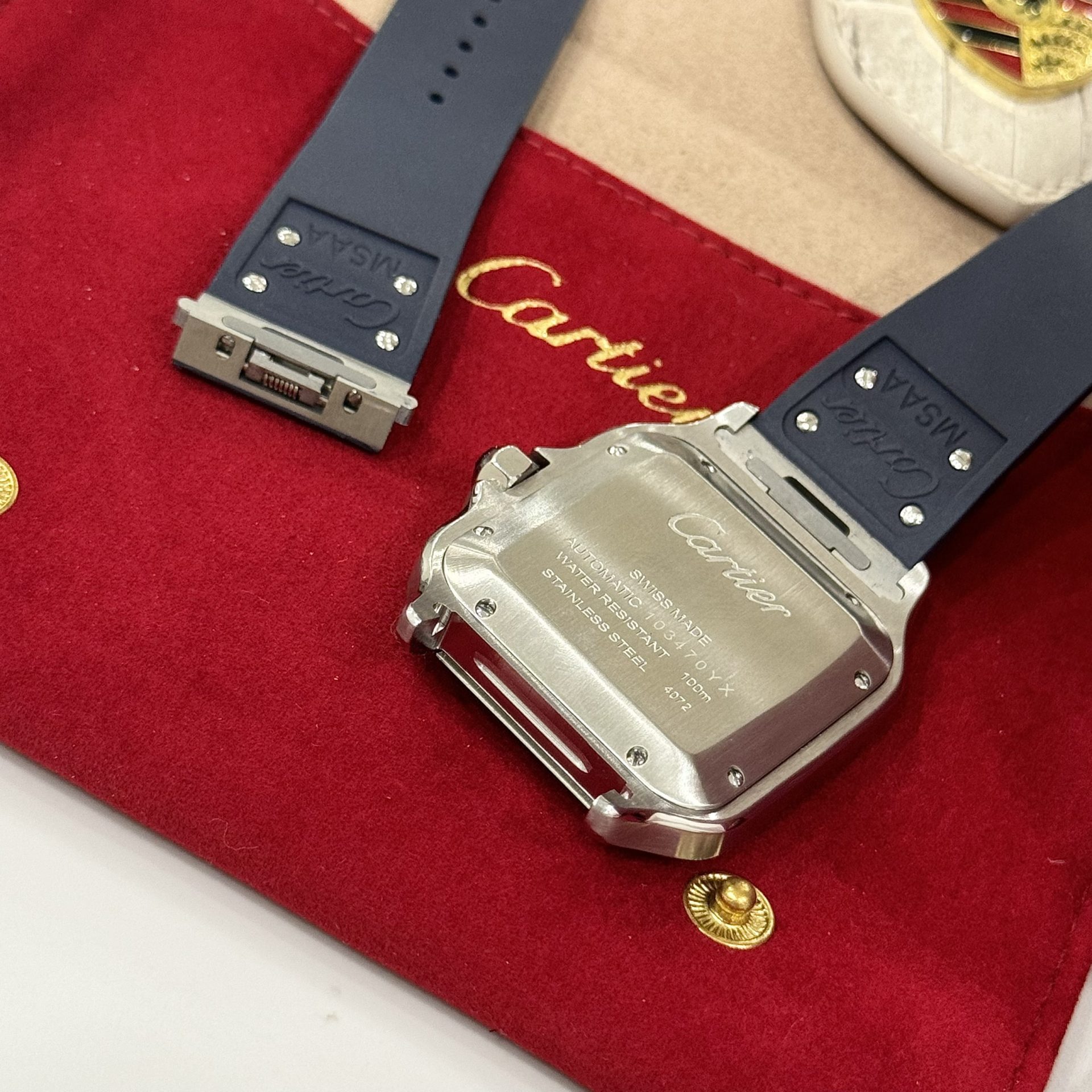 Cartier Santos Replica 1:1 Watch Rubber Blue Strap BV Factory 39.8mm - Soul Replicas