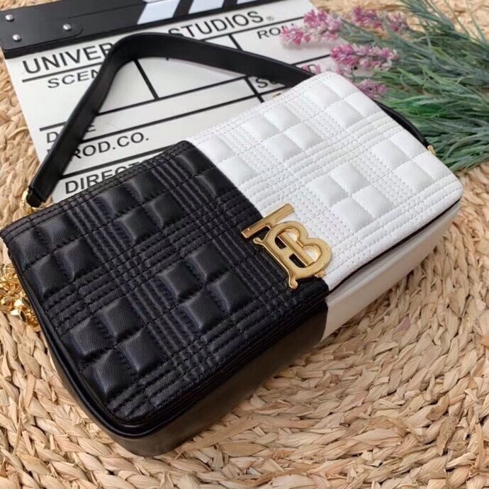 Burberry Horseferry Print Quilted Small Lola Bag Monogram Black And White For Women. Women-s Bags 9in/23cm - Soul Replicas