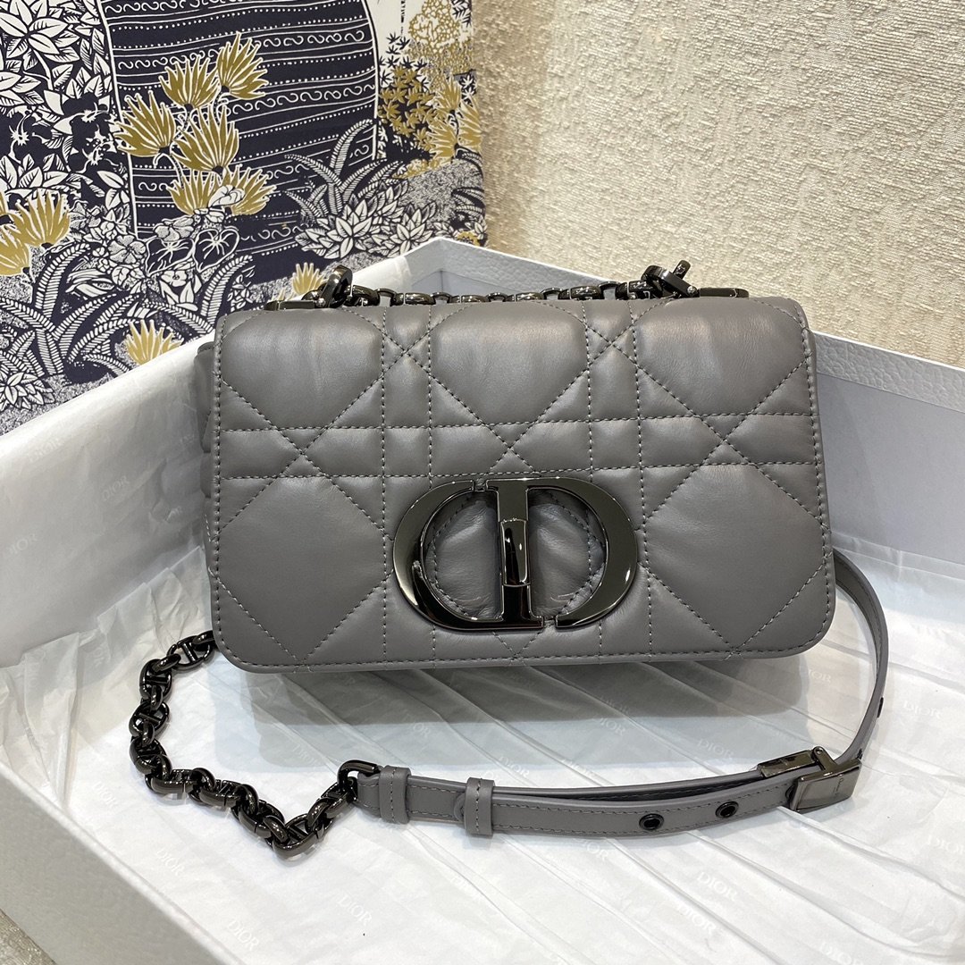 Christian Dior Mini Dior Caro Bag Gray Padded Macrocannage. Gray. For Women Women's Handbags. Crossbody Bags. 20cm CD - Soul Replicas