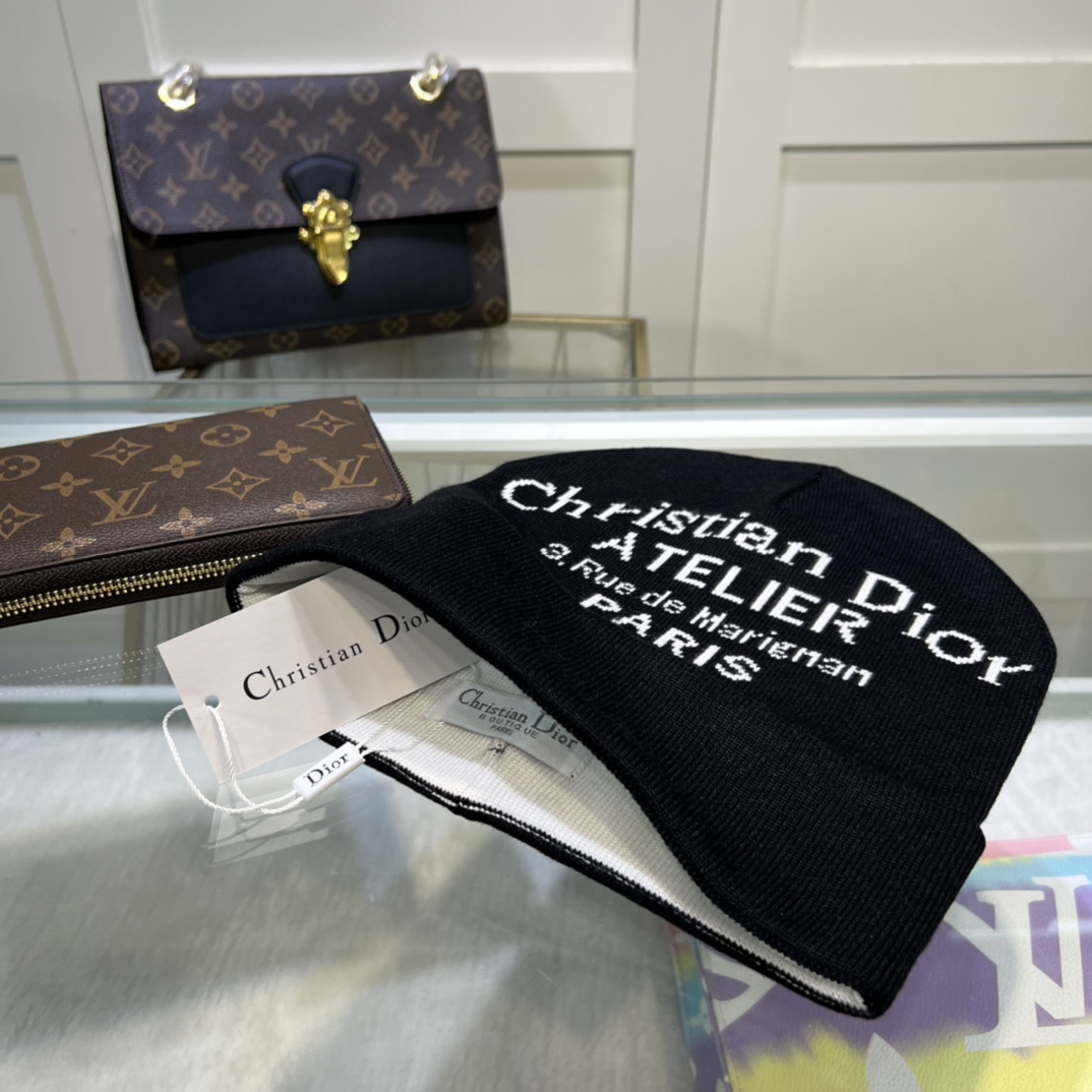 Dior Pompom Beanie In Black - Soul Replicas